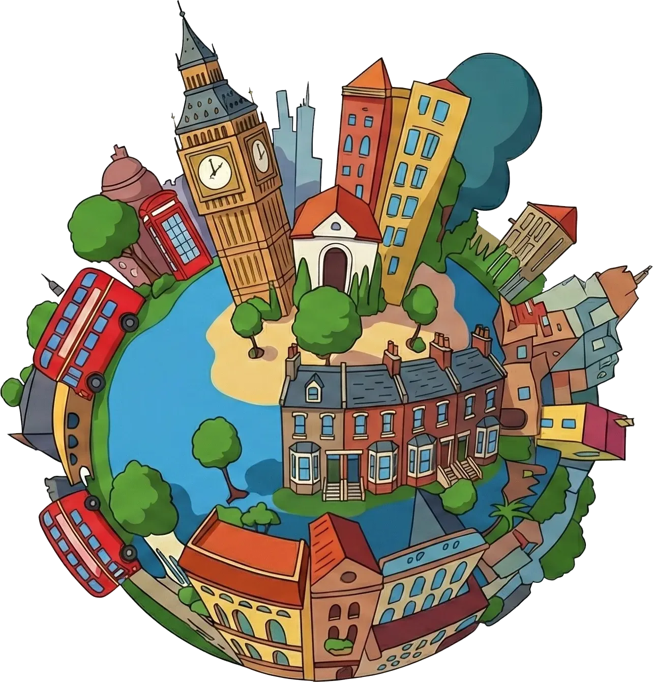 Earth with homes